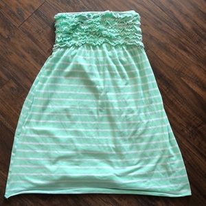Mint green and white swimsuit coverup
